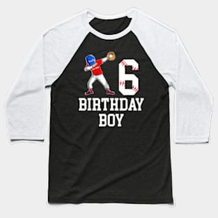 6Th Birthday Baseball Big Number Six 6 Year Old Boy Girl Baseball T-Shirt